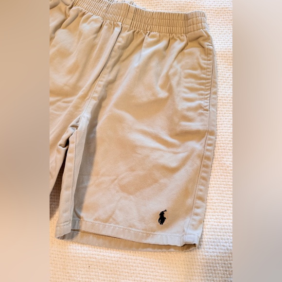 POLO by RALPH LAUREN Boys Kids Khaki Tan Elastic Pull-up Shorts w Blue Logo - Picture 5 of 8